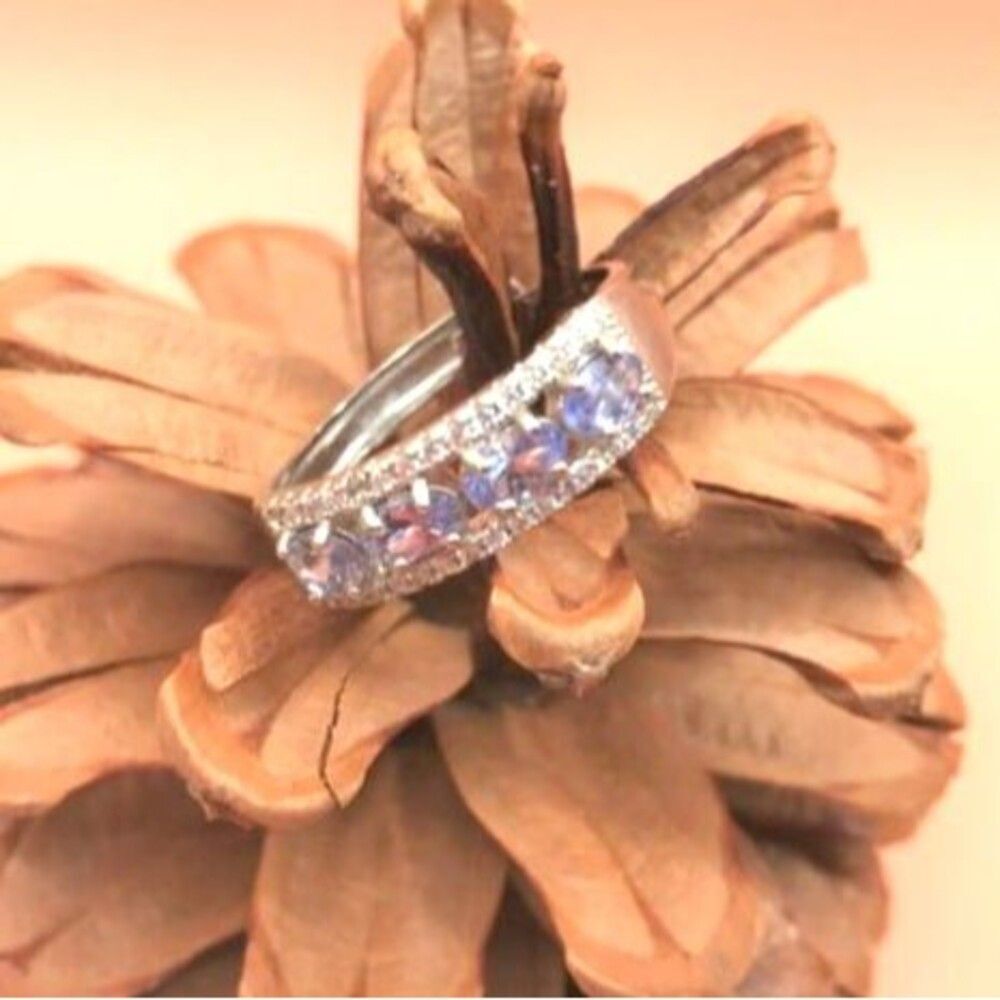 Gorgeous Genuine Tanzanite Band Ring - Adjustable
